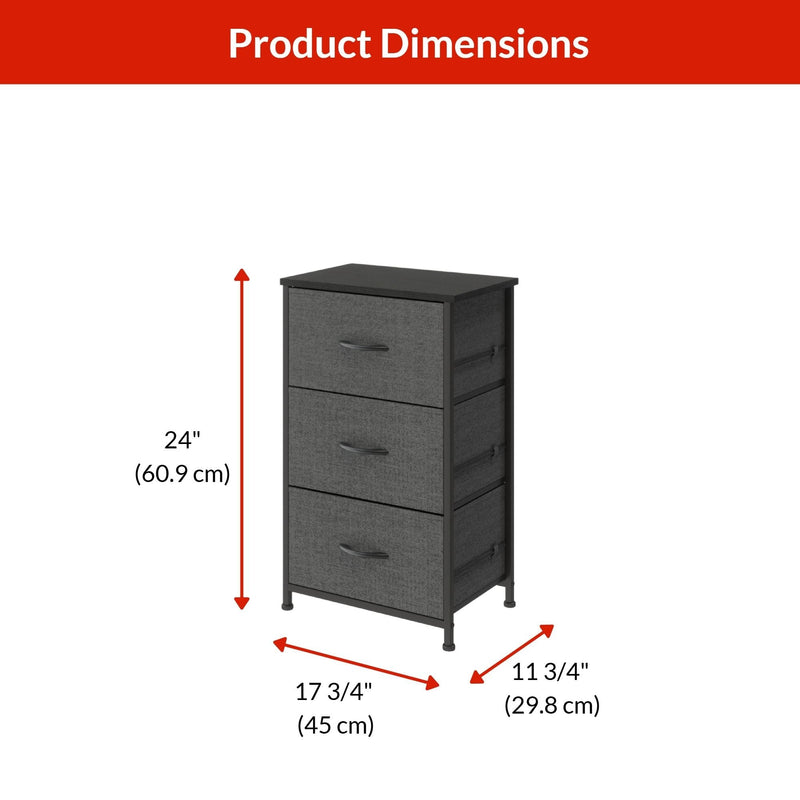 For Living Fabric 3-Drawer Storage Organizer, Grey X0