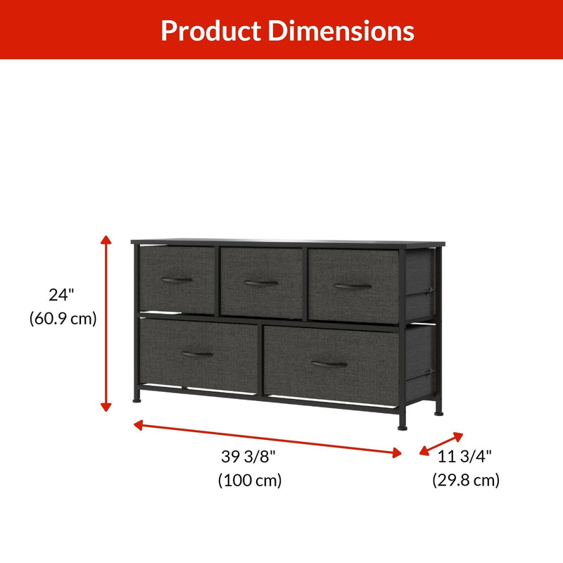 For Living Fabric 5-Drawer Storage Organizer, Grey L5