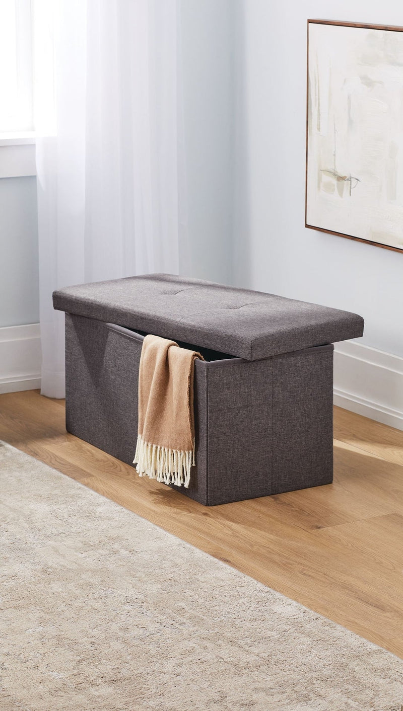 For Living Folding Double Storage Ottoman, Grey Y7