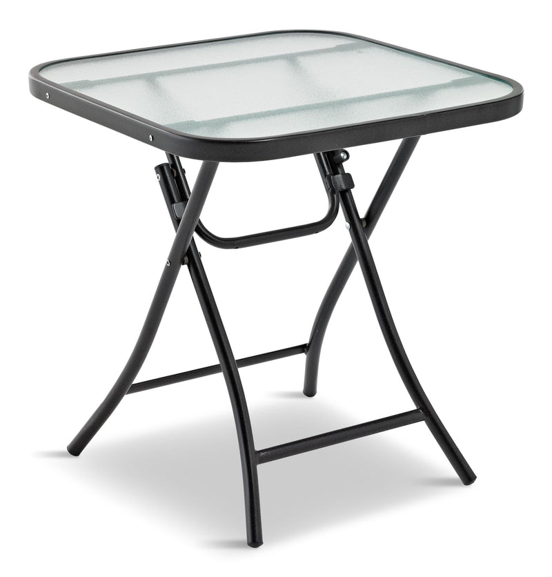For Living Folding Outdoor/Patio Side Table with Glass Top, Assorted, 18-in I2