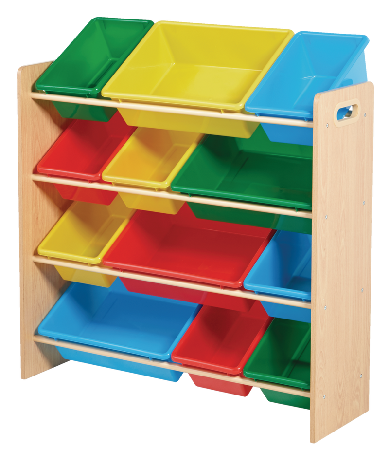 For Living Kids 12-Bin Bedroom/Playroom Toy Storage Organizer, Yellow P4