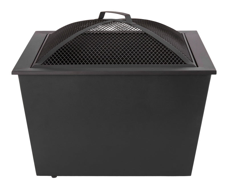 For Living Lyall Square Outdoor Wood Firepit, 20-in, Black H7