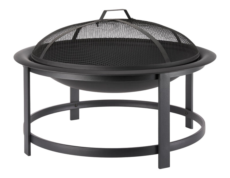 FOR LIVING Macaulay Round Outdoor Wood Firepit, 29-1/2-in, Black Q9