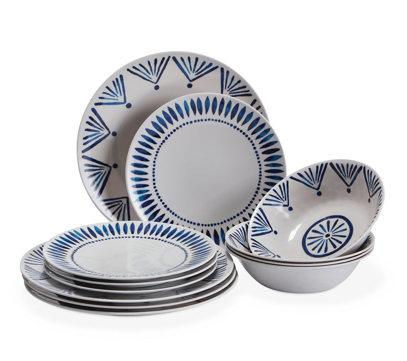 For Living Patio Dinnerware Set, 12-piece, Blue K6