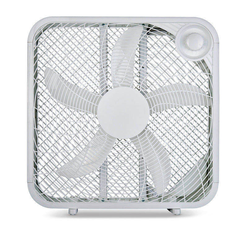 For Living Plastic 5-Blade Portable Box/Floor Fan, 2-Speed, White, 20-in S0