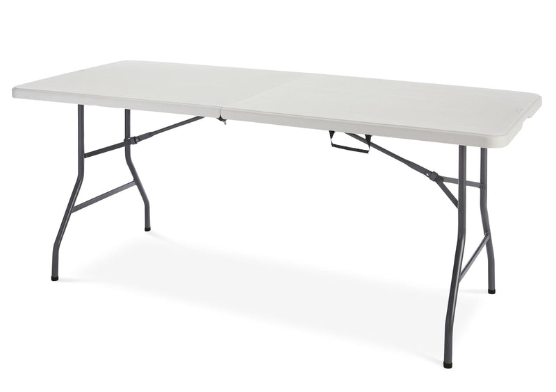 For Living Portable Folding Table with Casters & Handle, 6-ft, White X8