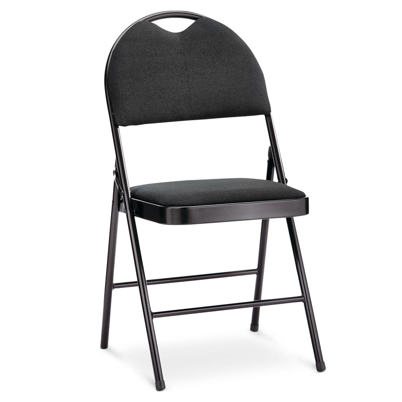 For Living Portable High-Back Upholstered & Padded Metal Folding Chair, Black N6