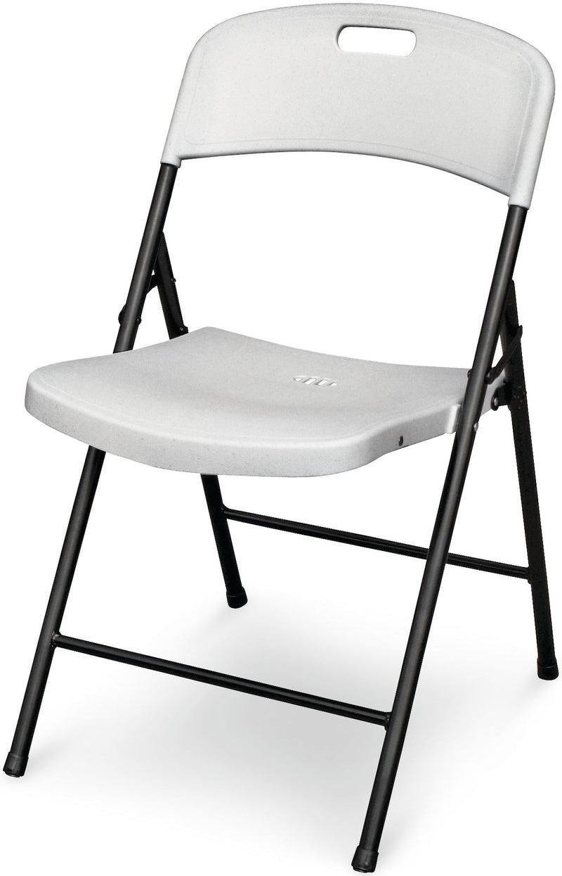 For Living Portable Indoor/Outdoor Contoured Plastic & Metal Folding Chair, White D0