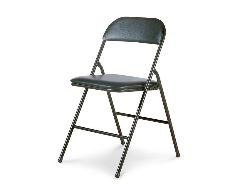 For Living Portable Vinyl Upholstered & Padded Metal Folding Chair, Black, 2-pk H9