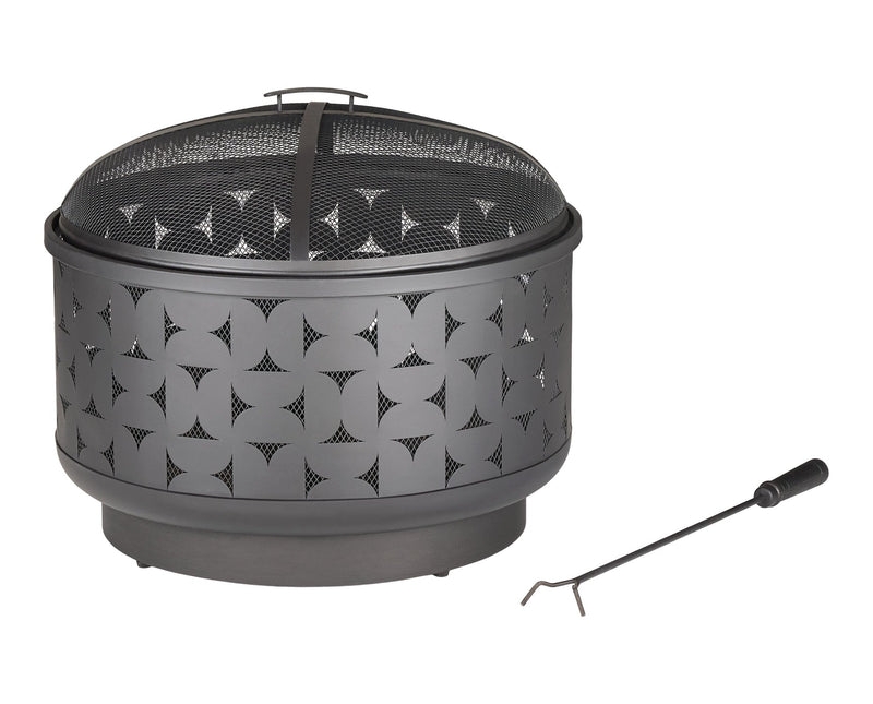 For Living Round Outdoor Wood Burning Fire Pit, Steel, Black, 24-in Y7