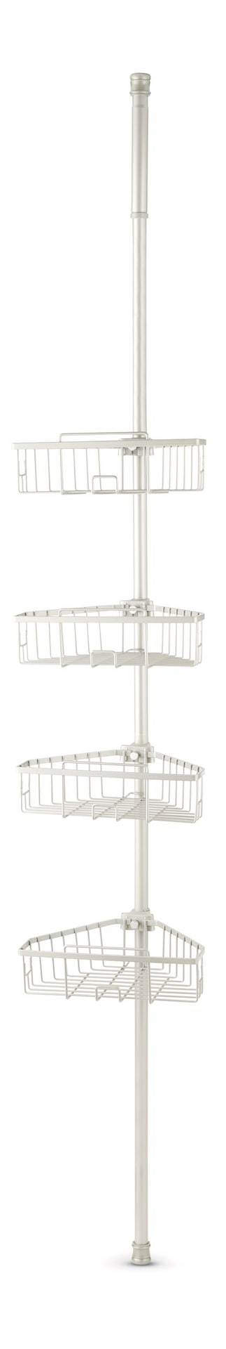 For Living Rust-Resistant Adjustable Basket Tension Pole Shower Caddy, Nickel, 108-in x 11-in x 9-in M6