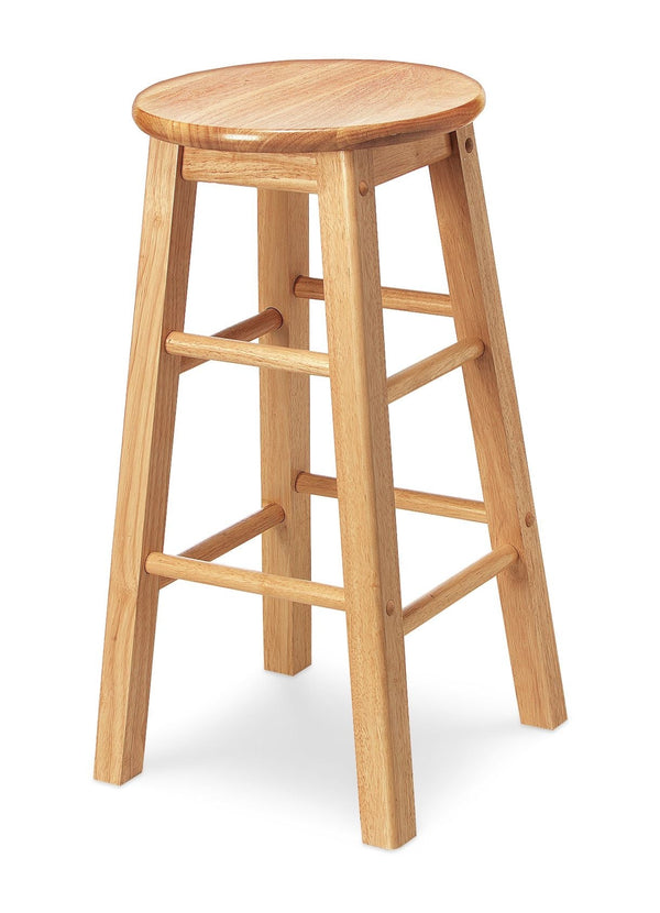 For Living Solid Wood 24" Bar Stool Armless Backless, Natural Finish I1