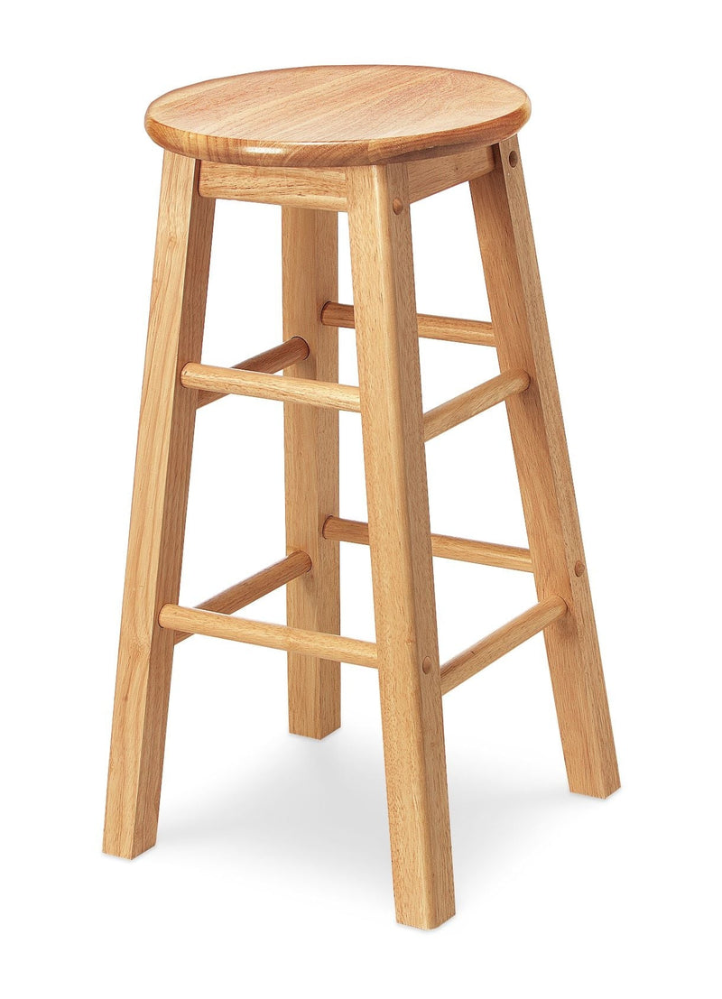 For Living Solid Wood 24" Bar Stool Armless Backless, Natural Finish I1
