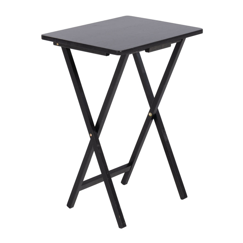 For Living Solid Wood Folding TV Tray, Stain-Resistant, Black F8