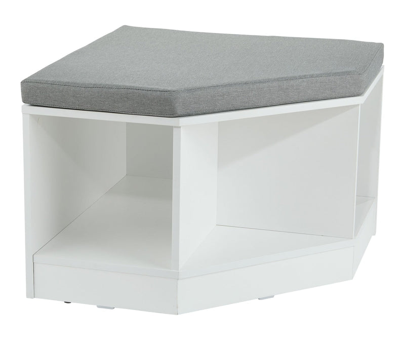 For Living Space Saving Corner Bench with Storage, White/Grey O1