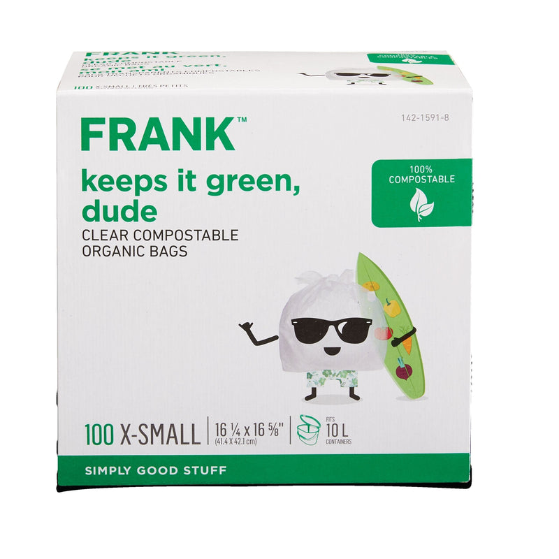 FRANK Extra-Small Organic Compostable Food Waste Bags, 100-pk, Clear, 10-L M6