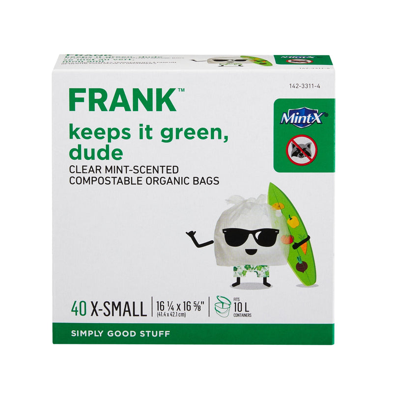 FRANK Extra-Small Organic Mint Scented Compostable Food Waste Bags, 40-pk, Clear, 10-L E6