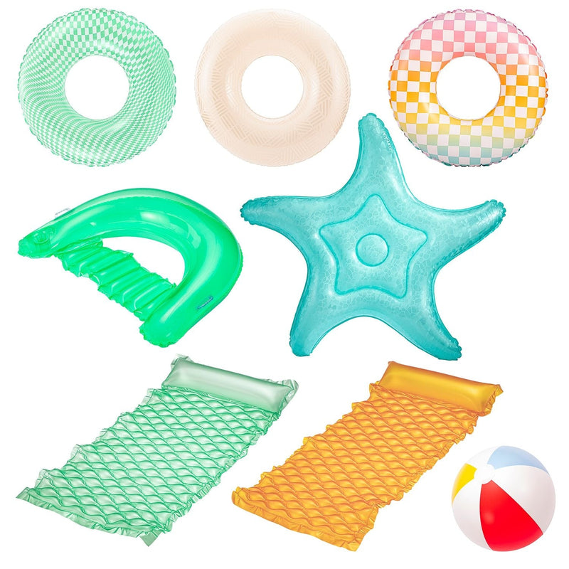 Funsicle Party Pack Pool Loungers with Inflation Tool, 9-pc H3