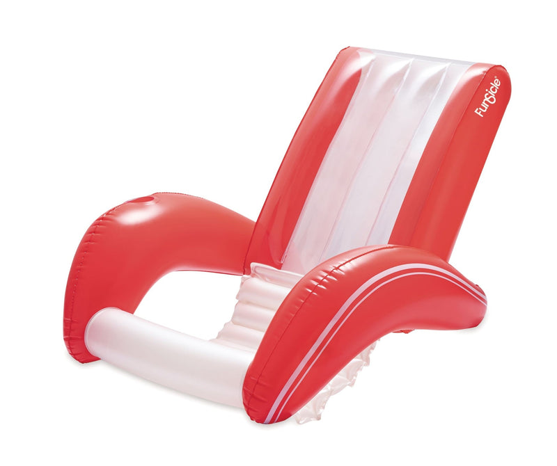 Funsicle Red and White Recliner Floating Pool Lounger, Ages 14+ D2