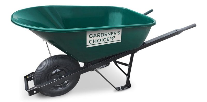 Gardener's Choice 1-Wheel Homeowner Poly Tray Wheelbarrow with Steel Handles, 6-cu-ft S7