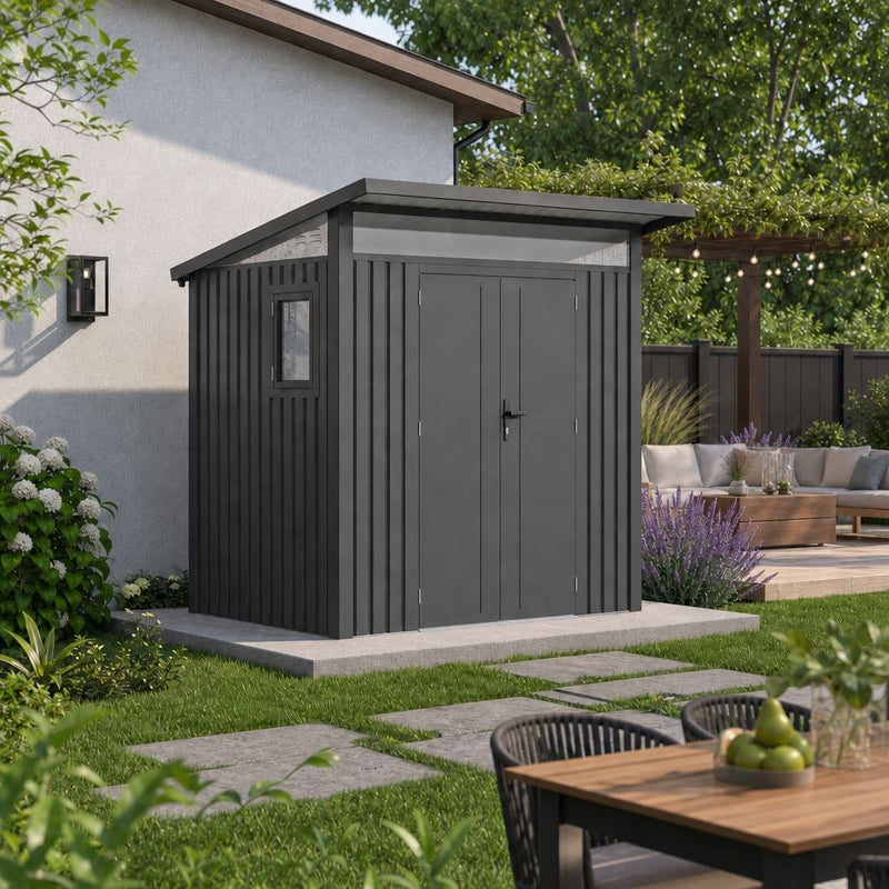 Gazebo Penguin Arvada Metal Shed, Dark Grey B9