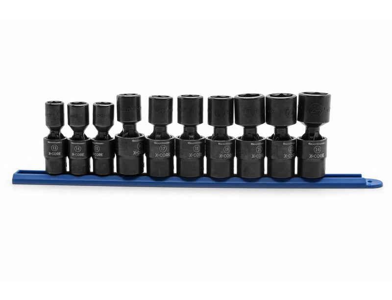 GearWrench 6 Point Standard Drive X-Core Pinless Universal Impact Socket Set, Metric, 1/2-in, 10-pc G3