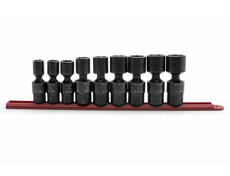 GearWrench 6 Point Standard Drive X-Core Pinless Universal Impact Socket Set, SAE, 1/2-in, 9-pc R4