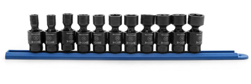 GearWrench 6-Point Standard Drive X-Core Pinless Universal Joint Impact Socket Set, Metric, 3/8-in, 11-pc I1