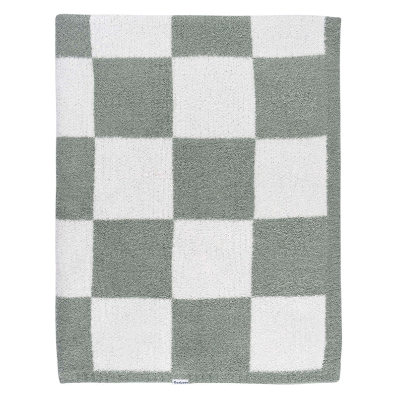 Gerber Childrenwear Green Checkered Silky Mink Baby Blanket V0