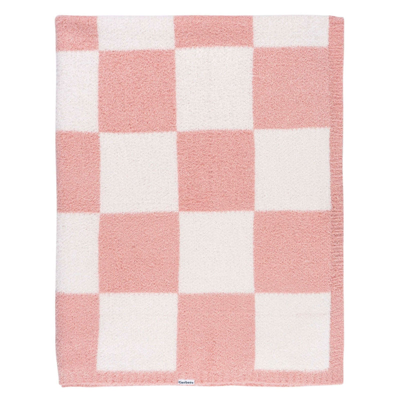 Gerber Childrenwear Pink Checkered Silky Mink Baby Blanket Z4