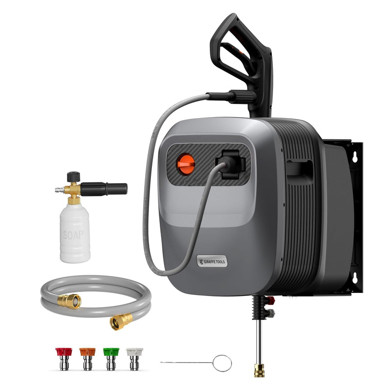 Giraffe Tools Grandfalls G20 Wall Mounted 1900 PSI 2.2 GPM Brushless Electric Pressure Washer with 65-ft Retractable Hard Hose F0