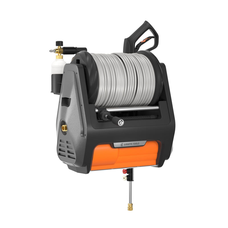 Giraffe Tools Grandfalls Pro Wall Mounted 2700 PSI 1.6 GPM Brushless Retractable Electric Pressure Washer with 100-ft Hard Hose E7