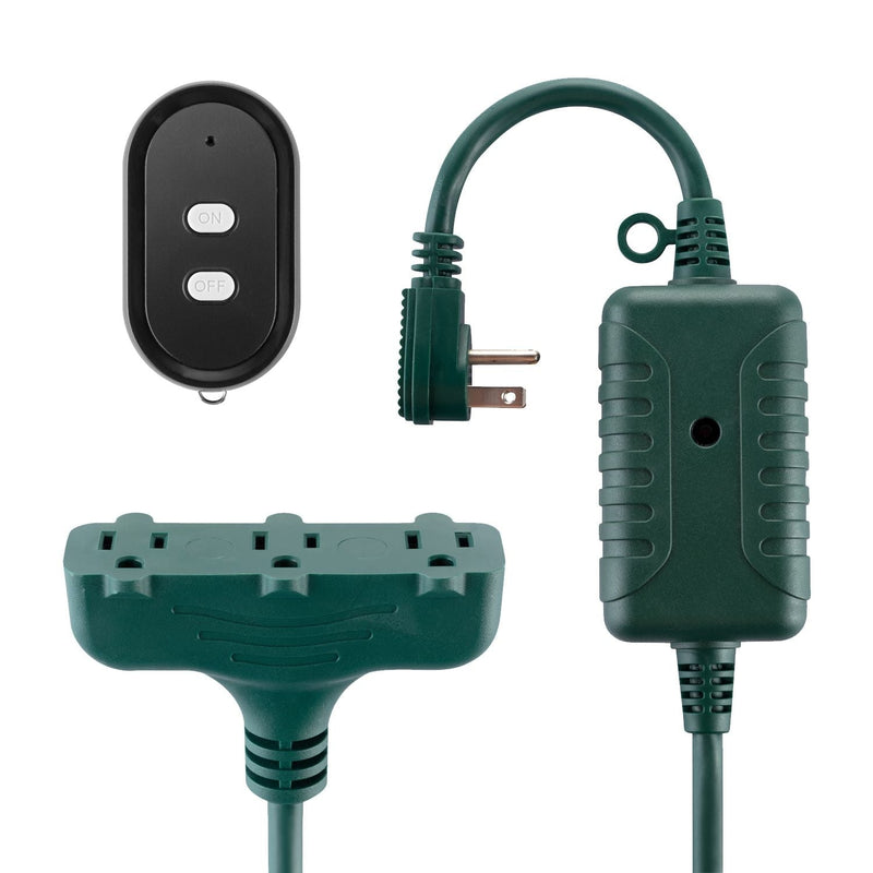 Globe Electric 50-ft 14/3 Outdoor Power Cord with Wireless Remote & 3 Grounded Outlets, Green K6