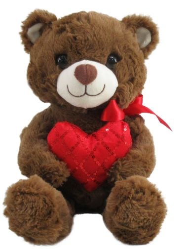 Goffa Valentine's Day 12-in Brown Bear with Heart Plush Y9