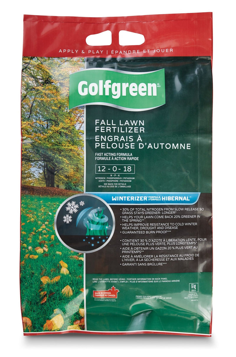Golfgreen Fall Lawn Fertilizer, 12-0-18, 6-kg X6
