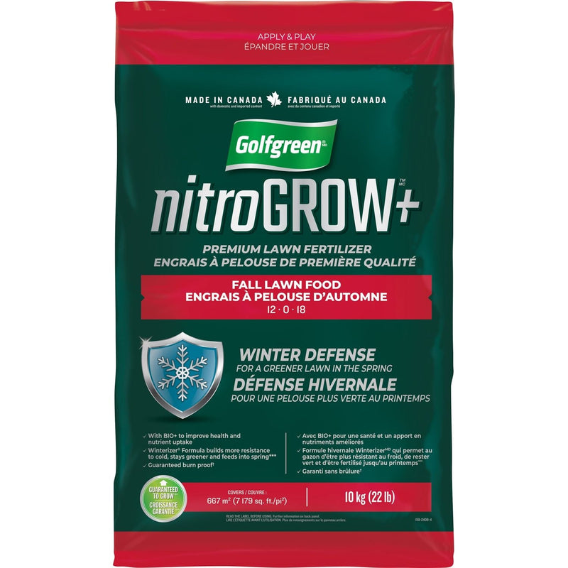 Golfgreen Nitrogrow+ Fall Lawn Food, 12-0-18, 10-kg D6