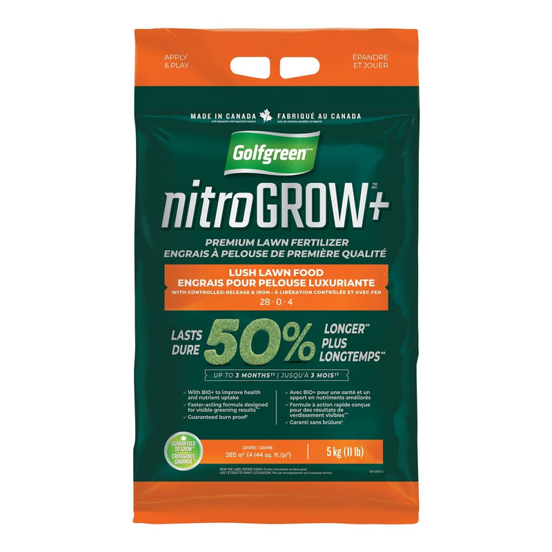 Golfgreen Nitrogrow+ Premium Nitrogen Enriched Lush Lawn Fertilizer, 28-0-4, 5-kg G7
