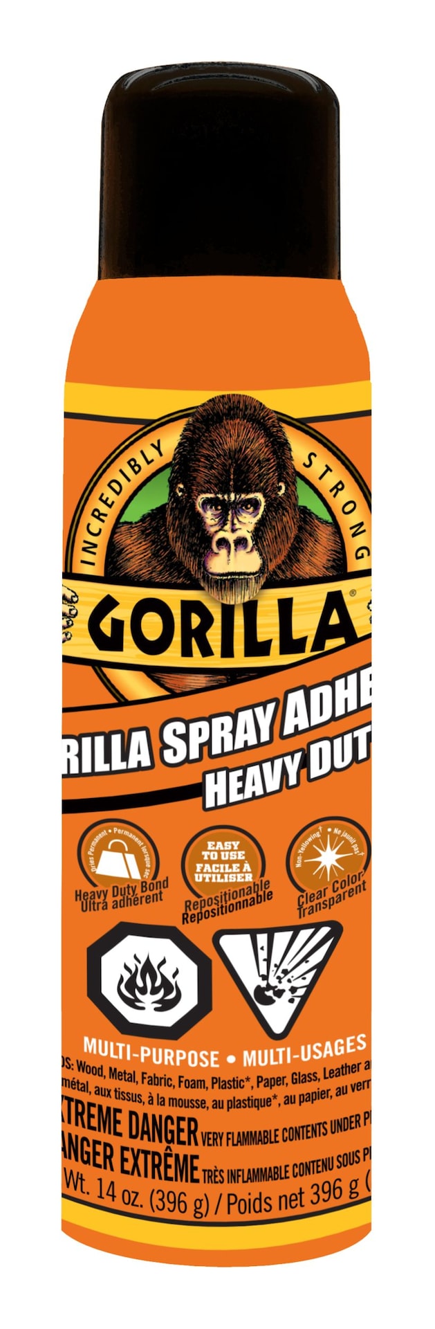 Gorilla Glue Spray Adhesive, Heavy-Duty, Weather-Resistant, Indoor/Outdoor, Clear, 1.4-oz W3
