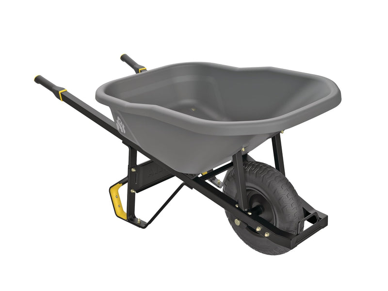 Gorilla Pro Grade Heavy Duty Poly Tub Wheelbarrow, Poly/Plastic Tray, 6-cu-ft I9