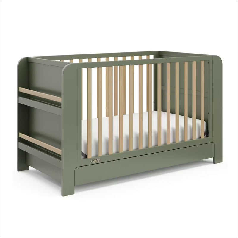 Graco Read-with-Me 4-in-1 Crib with Drawer - Olive/Driftwood F0