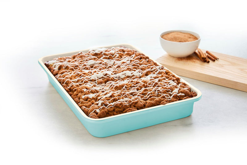 Green Pan Rectangular Teal Ceramic Non-Stick Oblong Cake Pan, 13.54x9.56x2.71-in L5