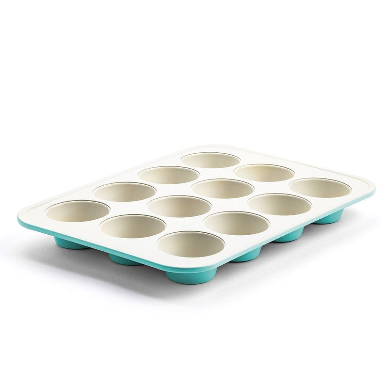 Green Pan Teal Ceramic Non-Stick Muffin Pan, 12-Cup L4