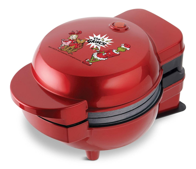 Grinch Non-Stick Mini Waffle Maker and Griddle, 6 Interchangeable Plates, Non-Stick, Red. V8