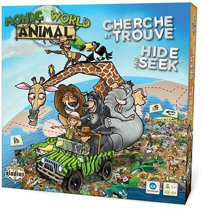 Hide and Seek Animal World Family Board Game, Bilingual, Ages 4+ F5