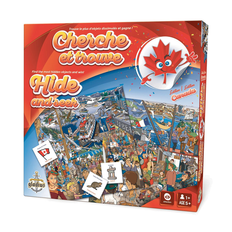 Hide and Seek Family Board Game, Canada-Edition, Bilingual, Ages 5+ V6