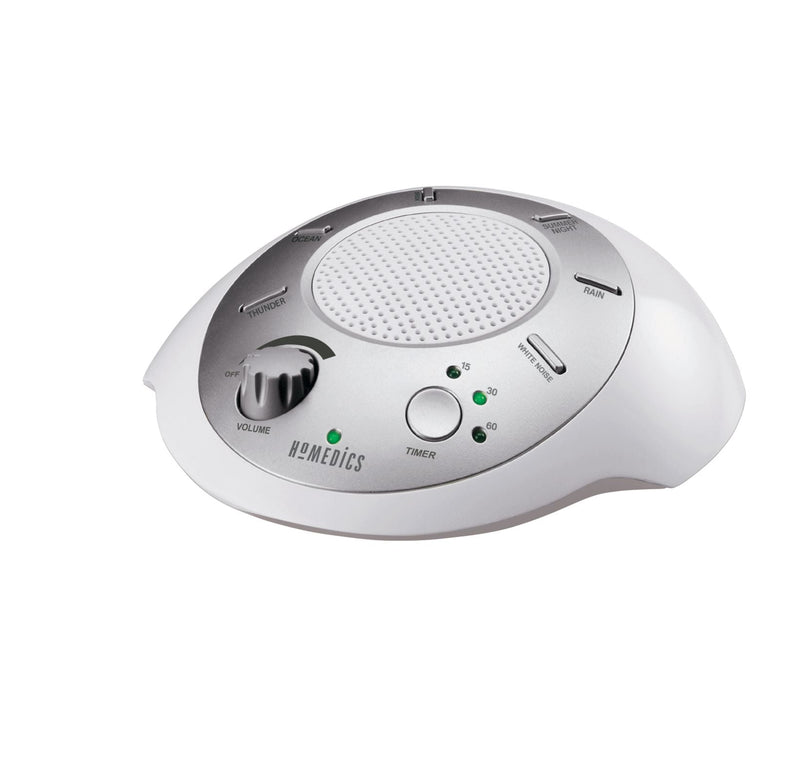 HoMedics SoundSpa Battery-Operated Portable White Noise Sleep Sound Machine with Auto-Off Timer, White G9