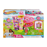 Hot Wheels Barbie Racerverse Toy Vehicle Track Set with 2 1:64 Die-Cast Vehicles and Figures