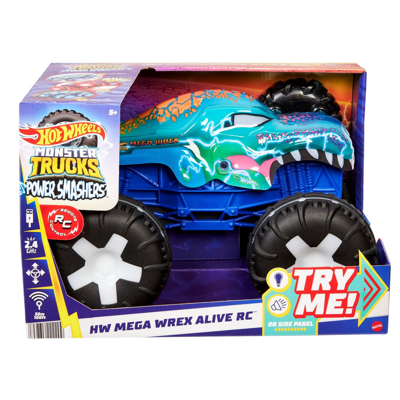 Hot Wheels Monster Truck Remote Controlled 1:15 Scale Mega Wrex Toy Vehicle with Sounds & Lights, Ages 5+ W9
