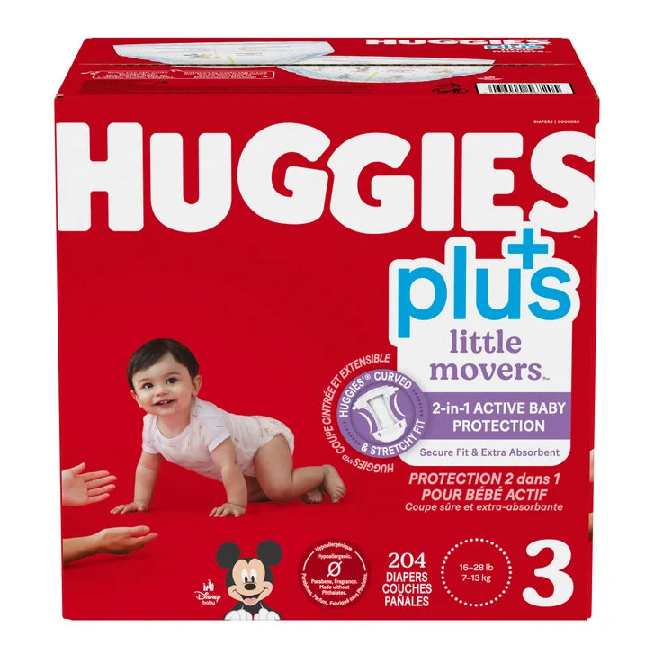 Huggies Little Movers Plus Diapers, Sizes 3 - 7 W0