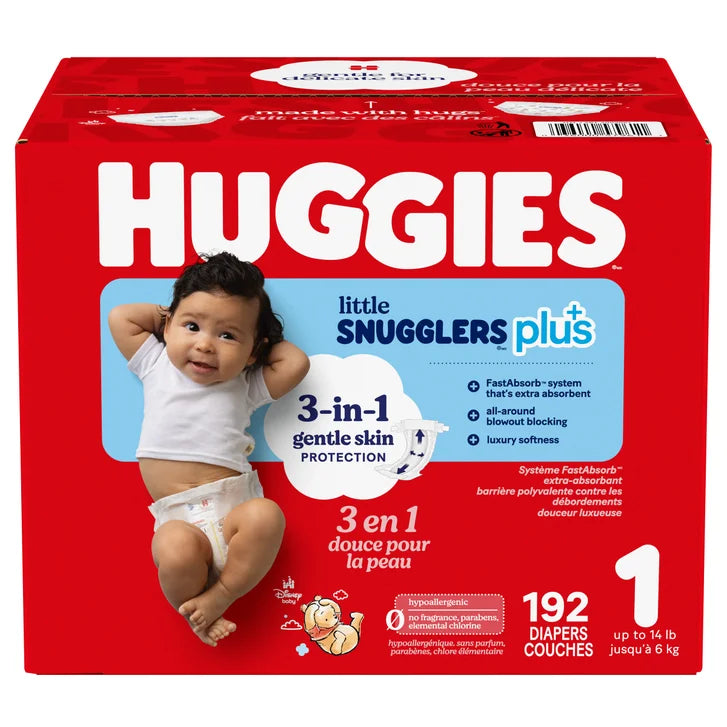 Huggies Little Snugglers Plus Diapers, Sizes 1 - 2 K4
